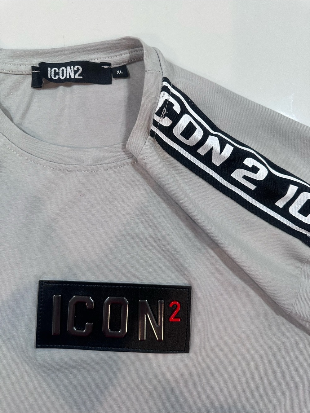 ICON Light Gray Short Sleeve Tee with Black Logo Patch
